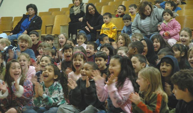 First grader scream at a magic show