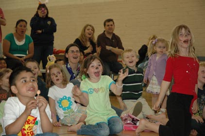 Parents and children are equally amazed by the magician