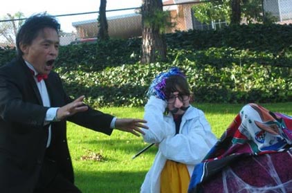 magician use a volunteer